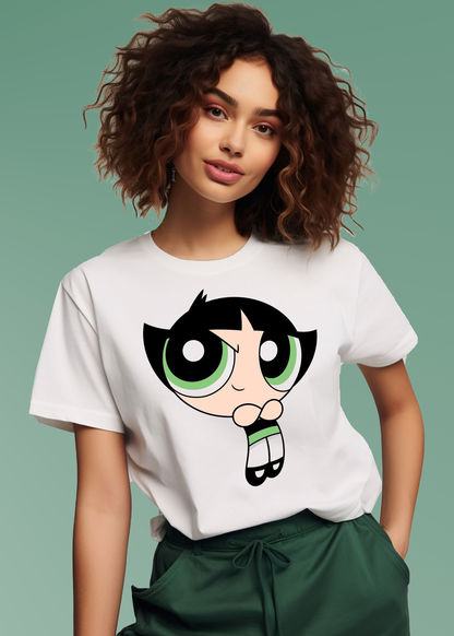 VLAM Buttercup Powerpuff Cartoon Womens T-shirt