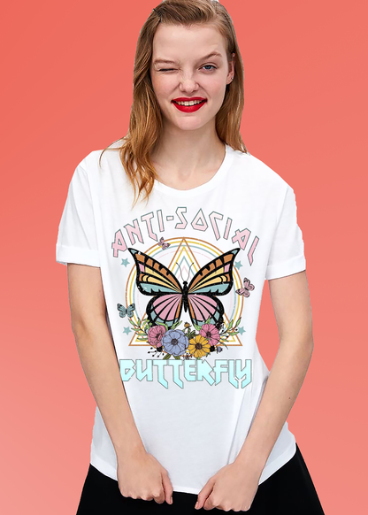 VLAM Women Anti Social Butterfly T-shirt