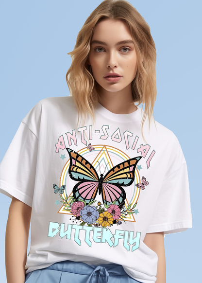 VLAM Women Anti Social Butterfly T-shirt