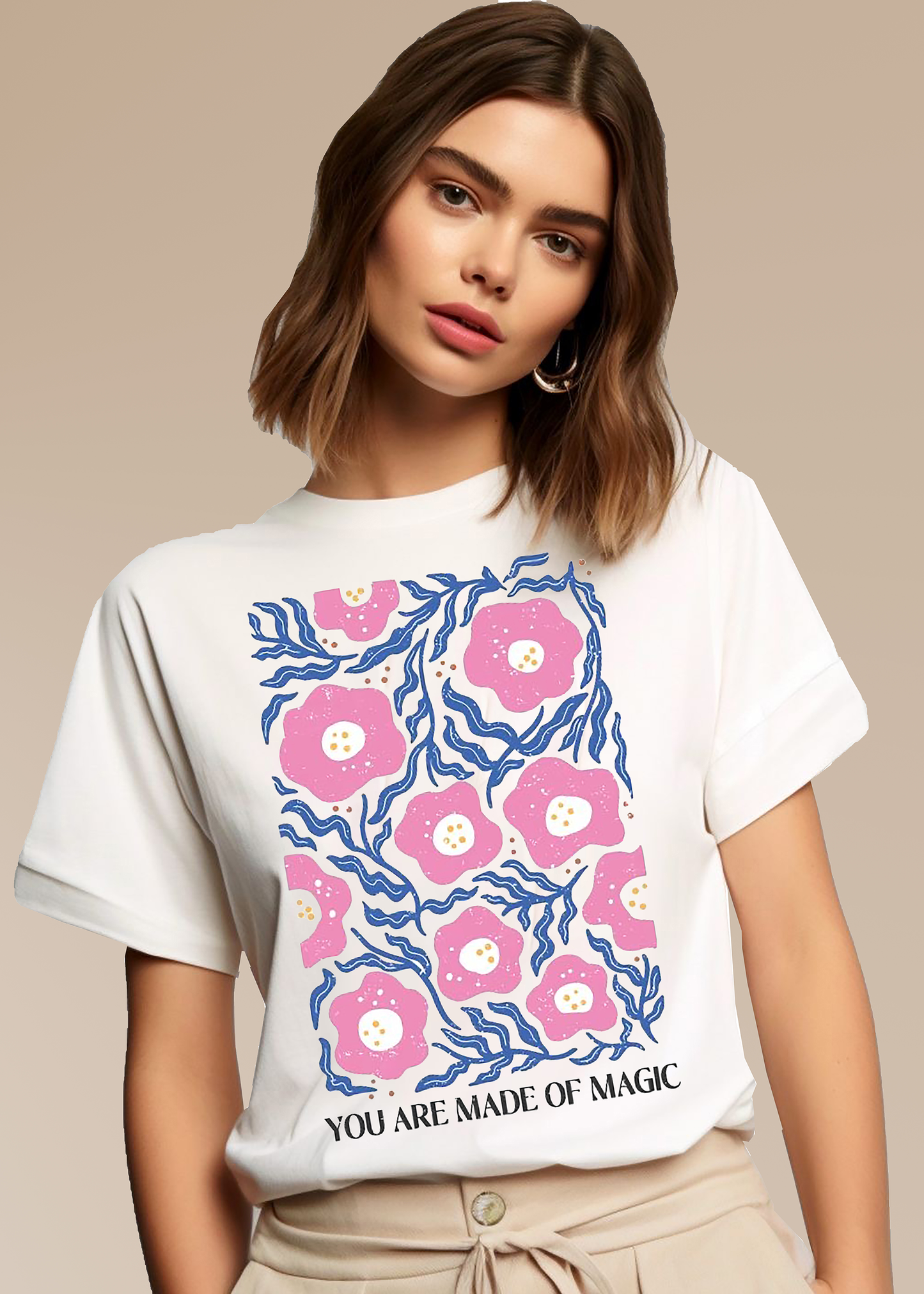 VLAM Trendy Flower Art Womens Tshirt