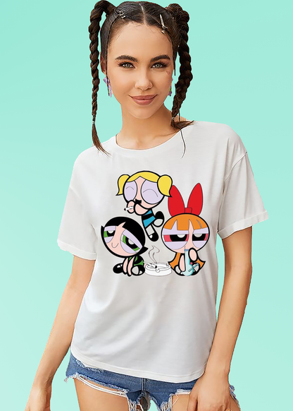 VLAM Womens Dope Powerpuff Cartoon Tshirt