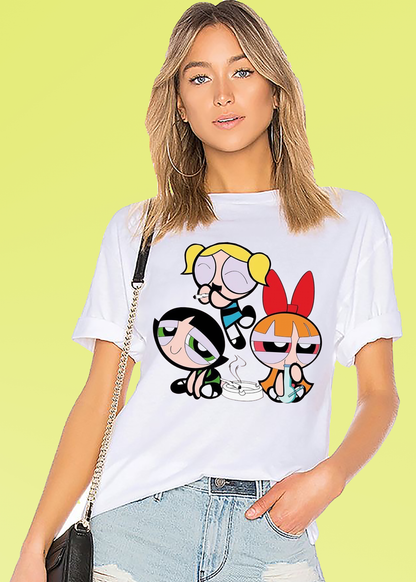 VLAM Womens Dope Powerpuff Cartoon Tshirt