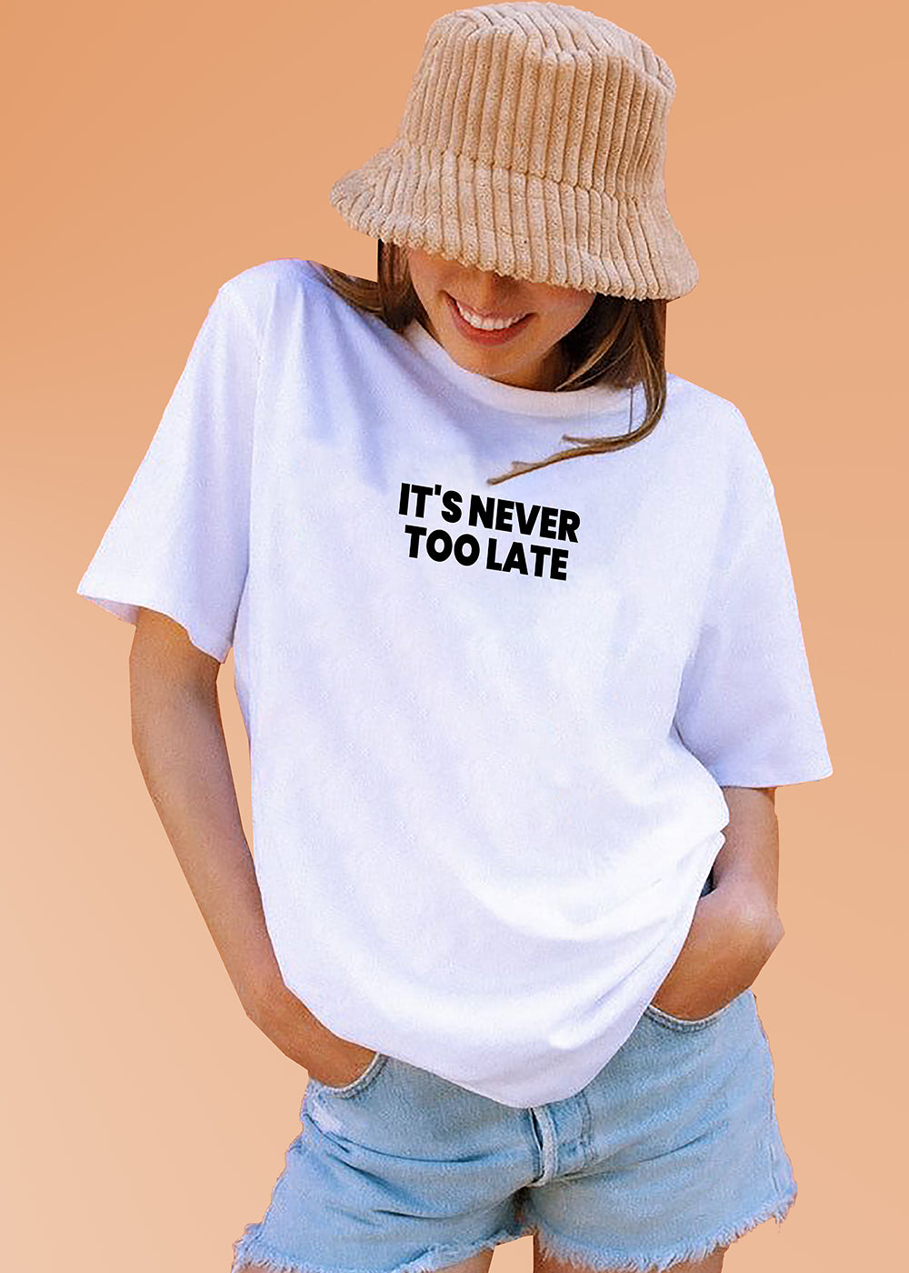 VLAM Never Too Late Statement Tshirt For Women