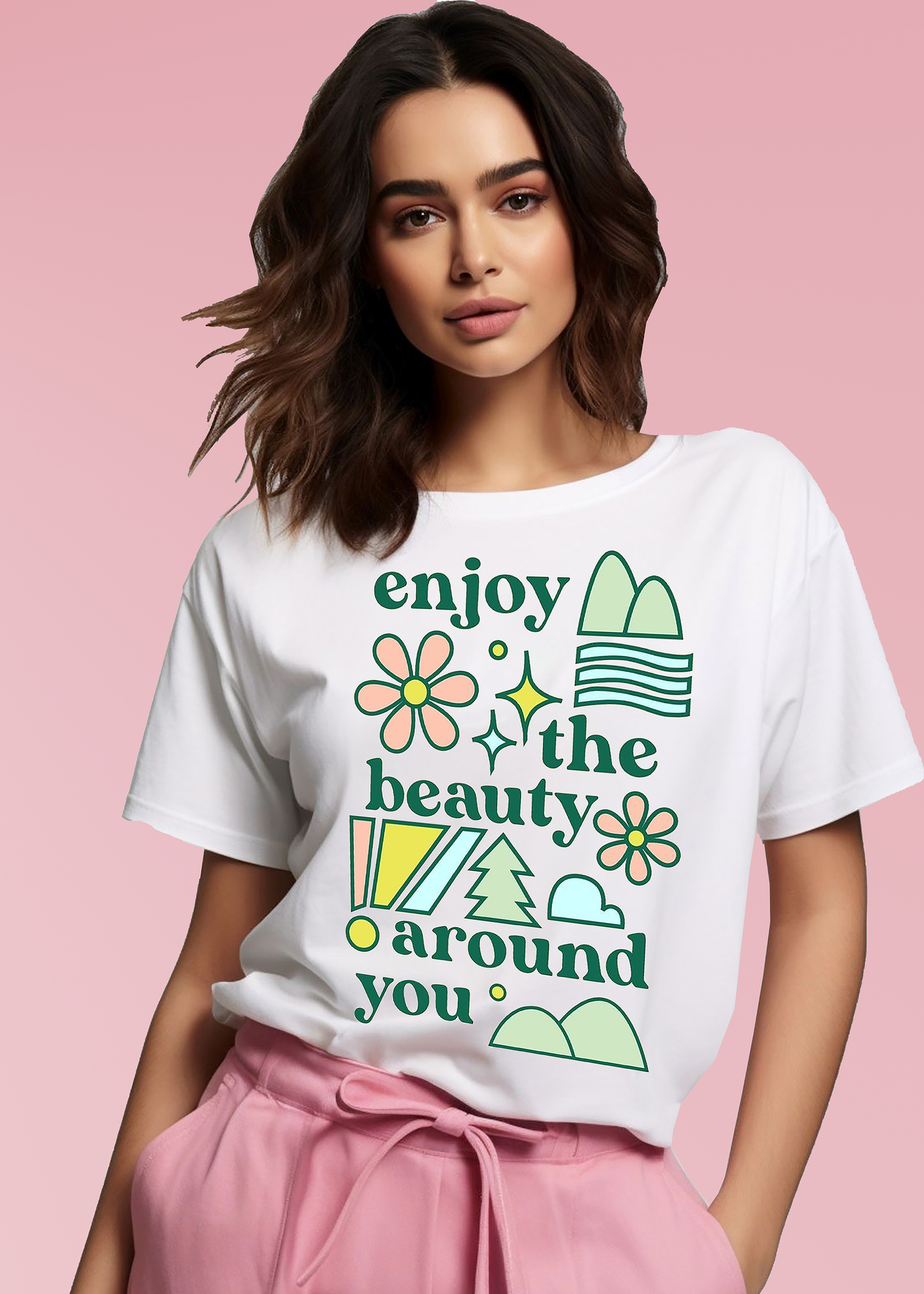 VLAM Womens Enjoy The Beauty Quote Tshirt
