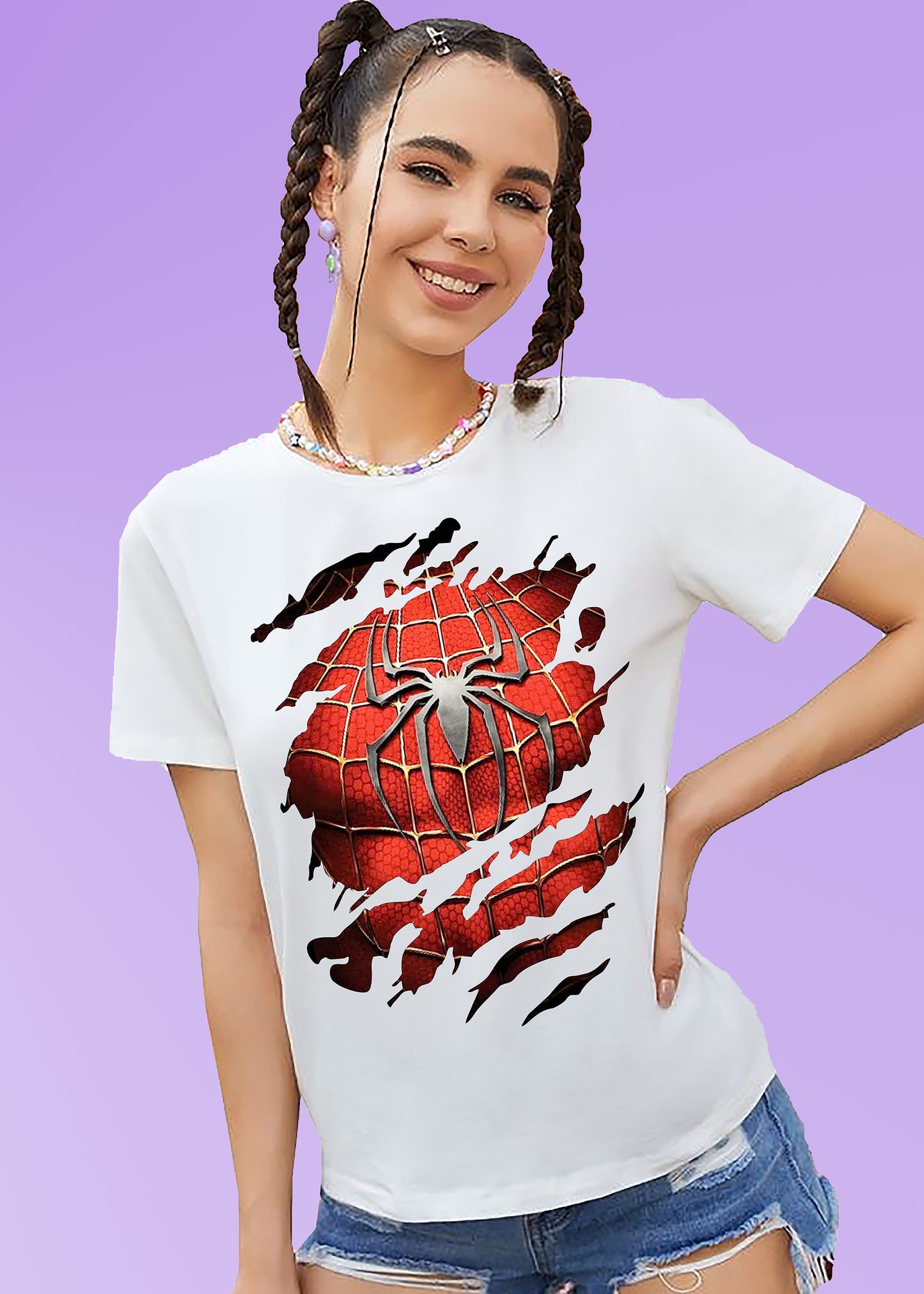 VLAM Spiderman Print Women T-shirt