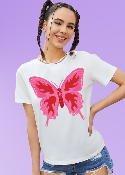VLAM Pink Butterfly Womens T-shirt