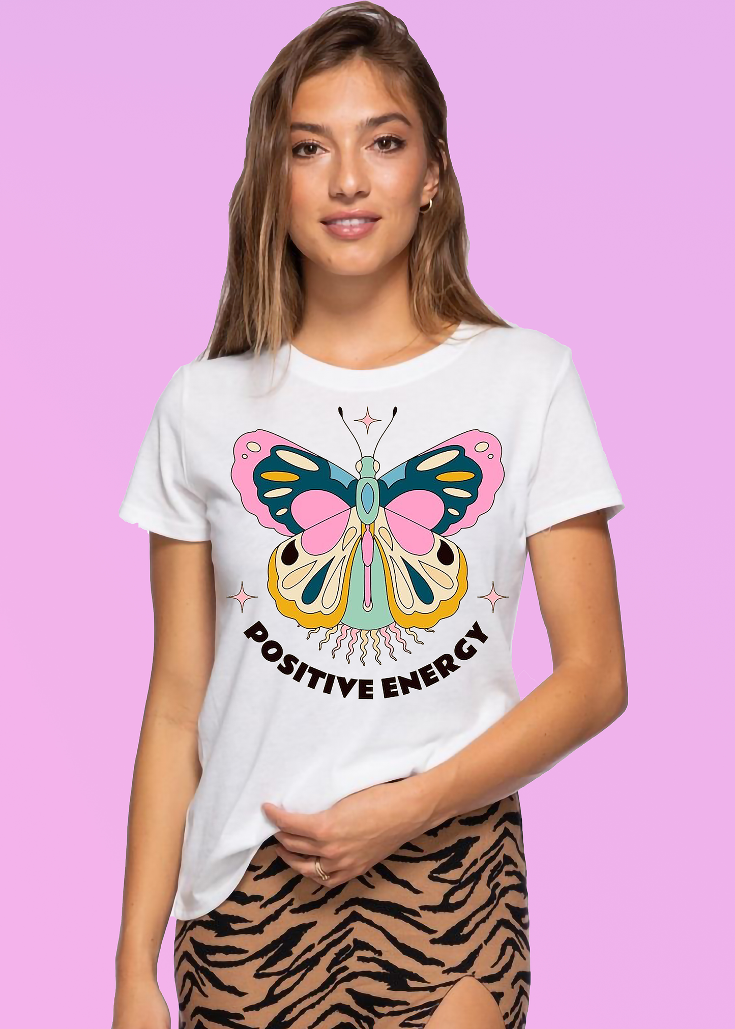 VLAM Graphic Positive Energy Butterfly Women Tshirt