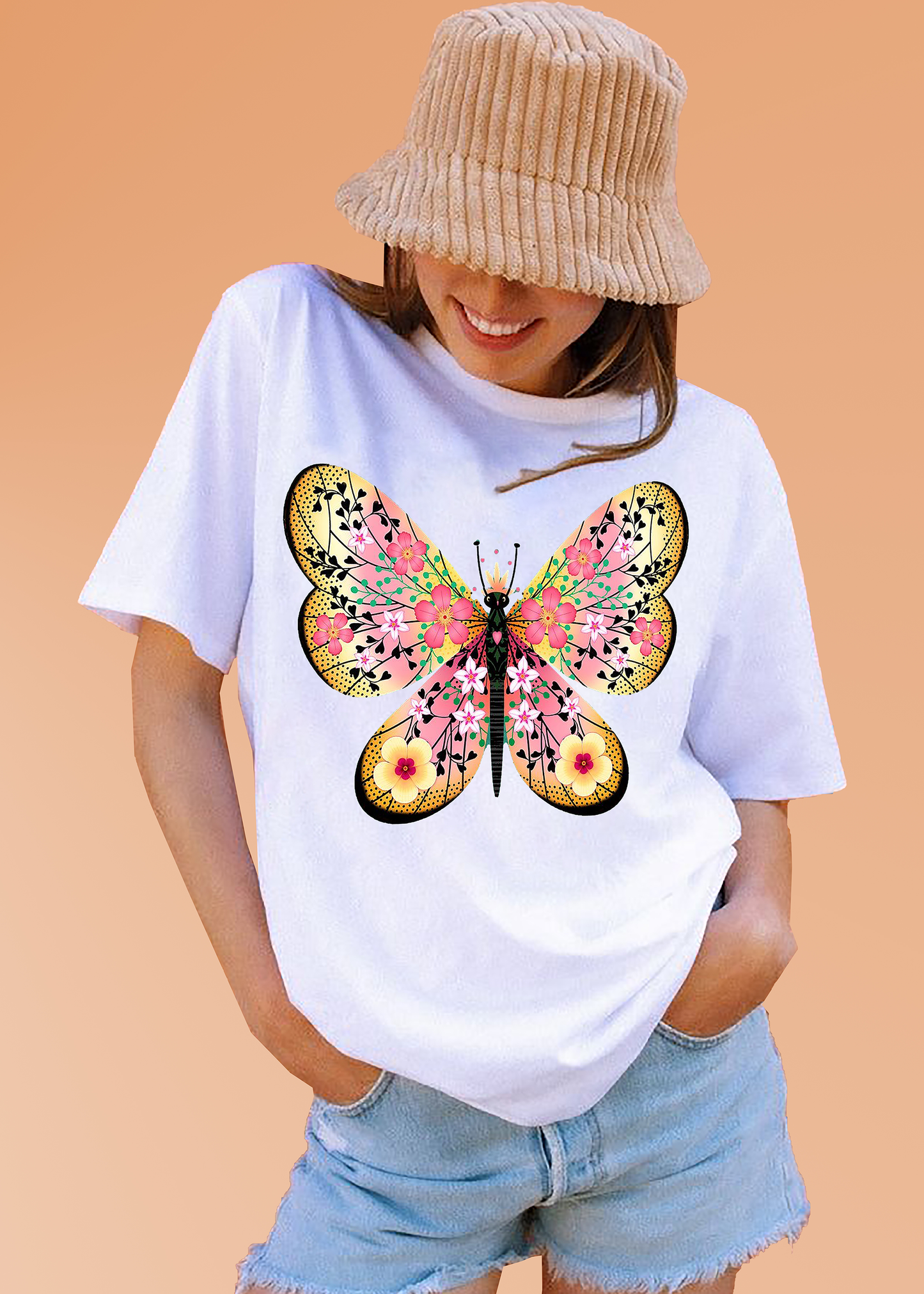 VLAM Trendy Butterfly Design Women Tshirt
