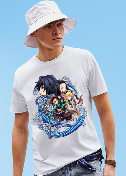 VLAM Graphic Print Blue Anime T-shirt