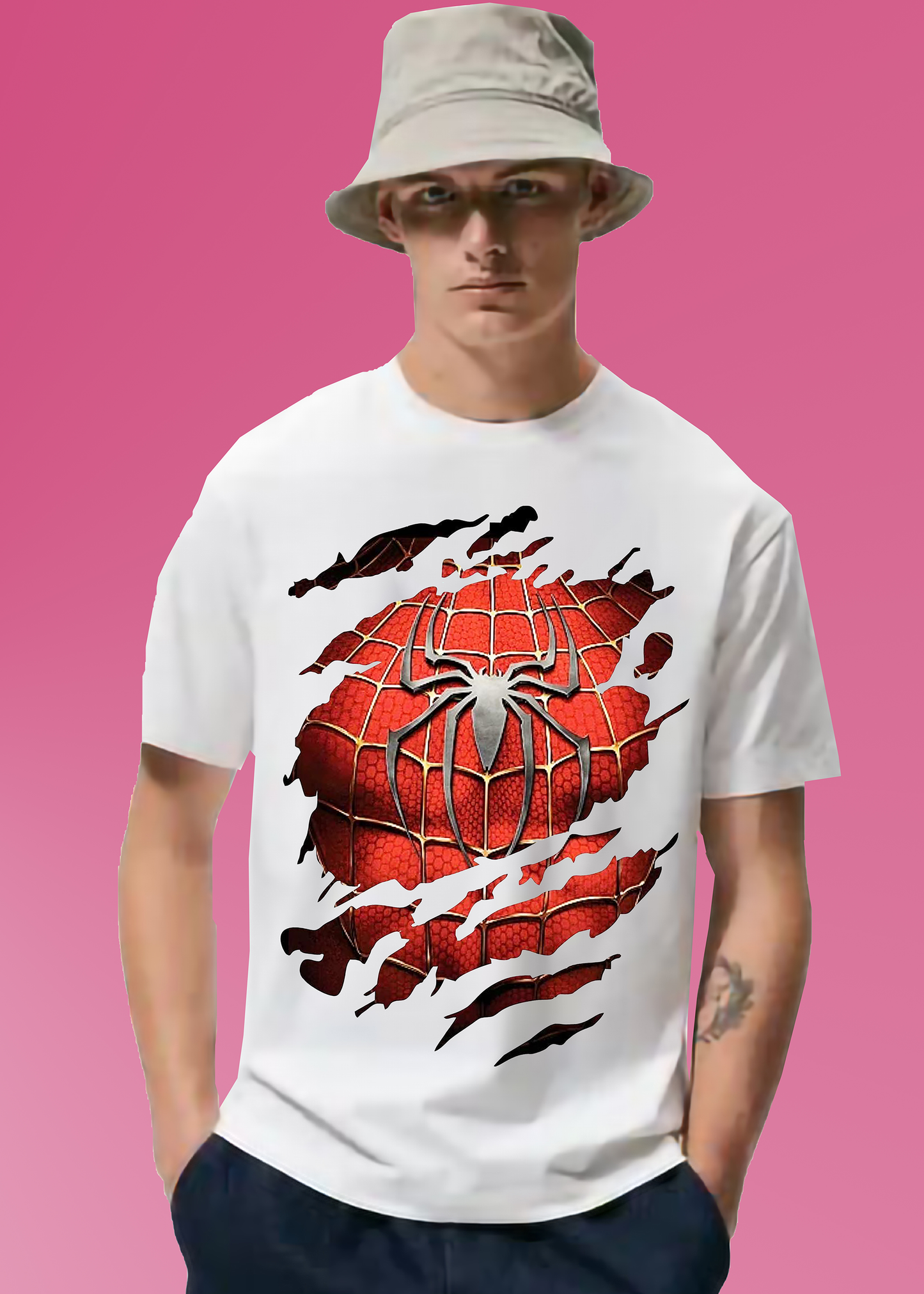 VLAM Spiderman Print Mens T-shirt