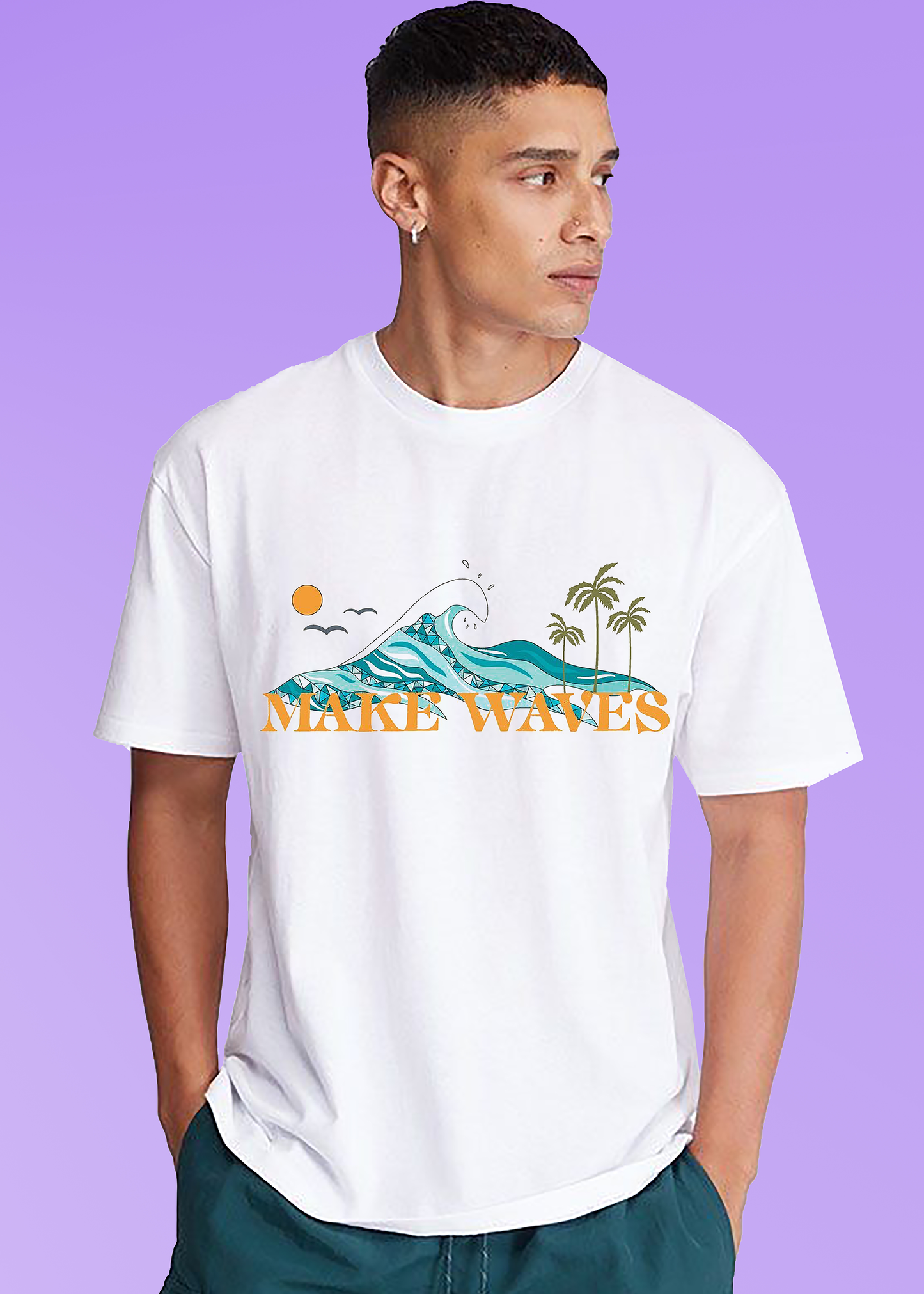 VLAM Trendy Make Waves Beach T-shirt