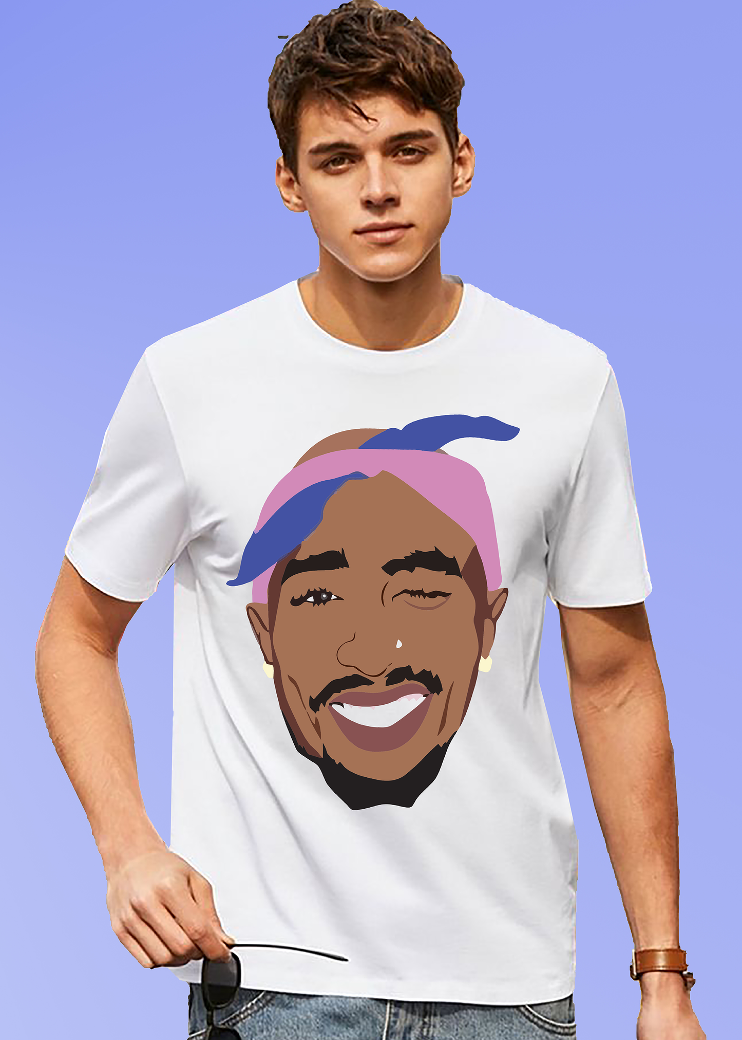 VLAM Mens Tupac Hiphop Rapper T-shirt