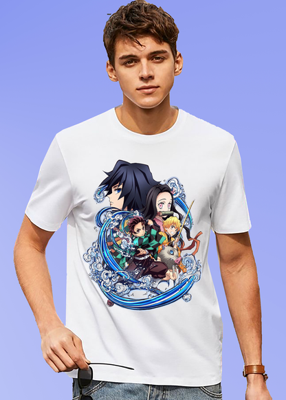 VLAM Graphic Print Blue Anime T-shirt