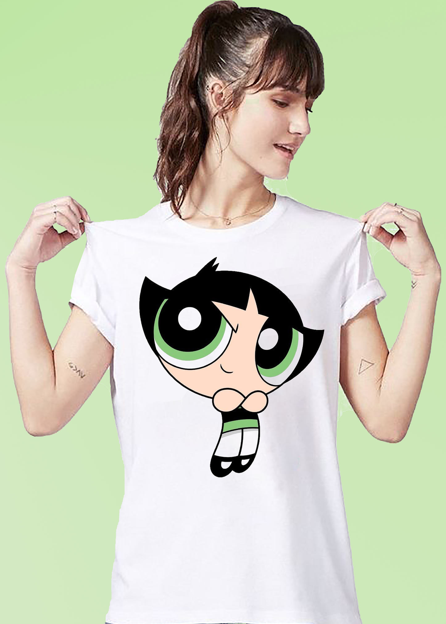 VLAM Buttercup Powerpuff Cartoon Womens T-shirt