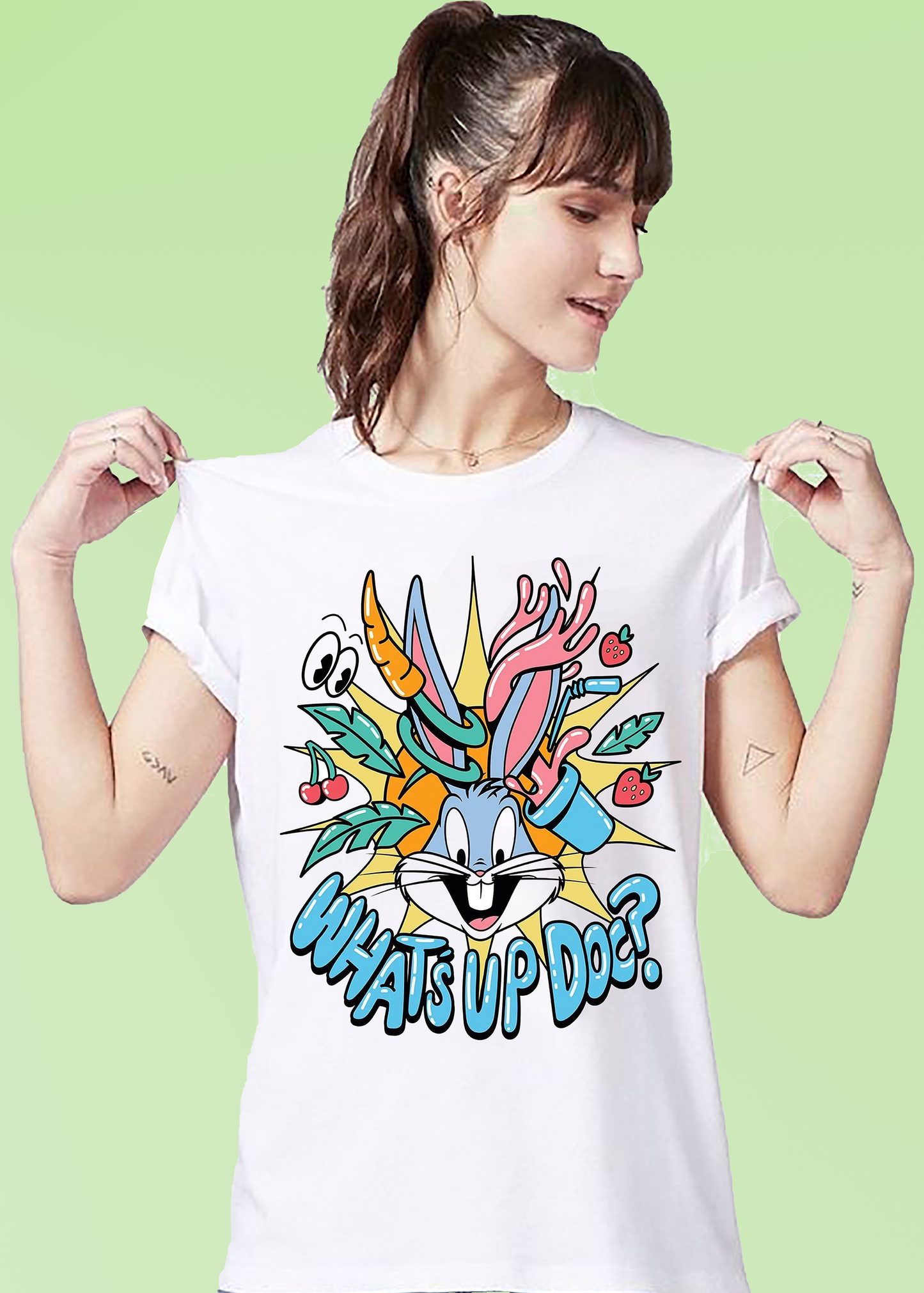 VLAM Womens Bunny Cartoon T-shirt